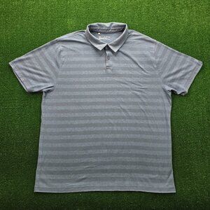 Under Armour Polo Shirt Mens 2XL Blue Striped‎ Short Sleeve Performance Golf